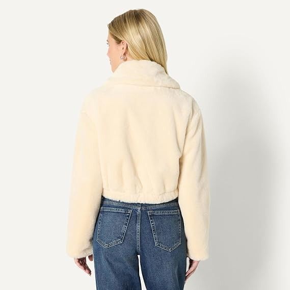 Cream Faux Fur Cropped Jacket image 2